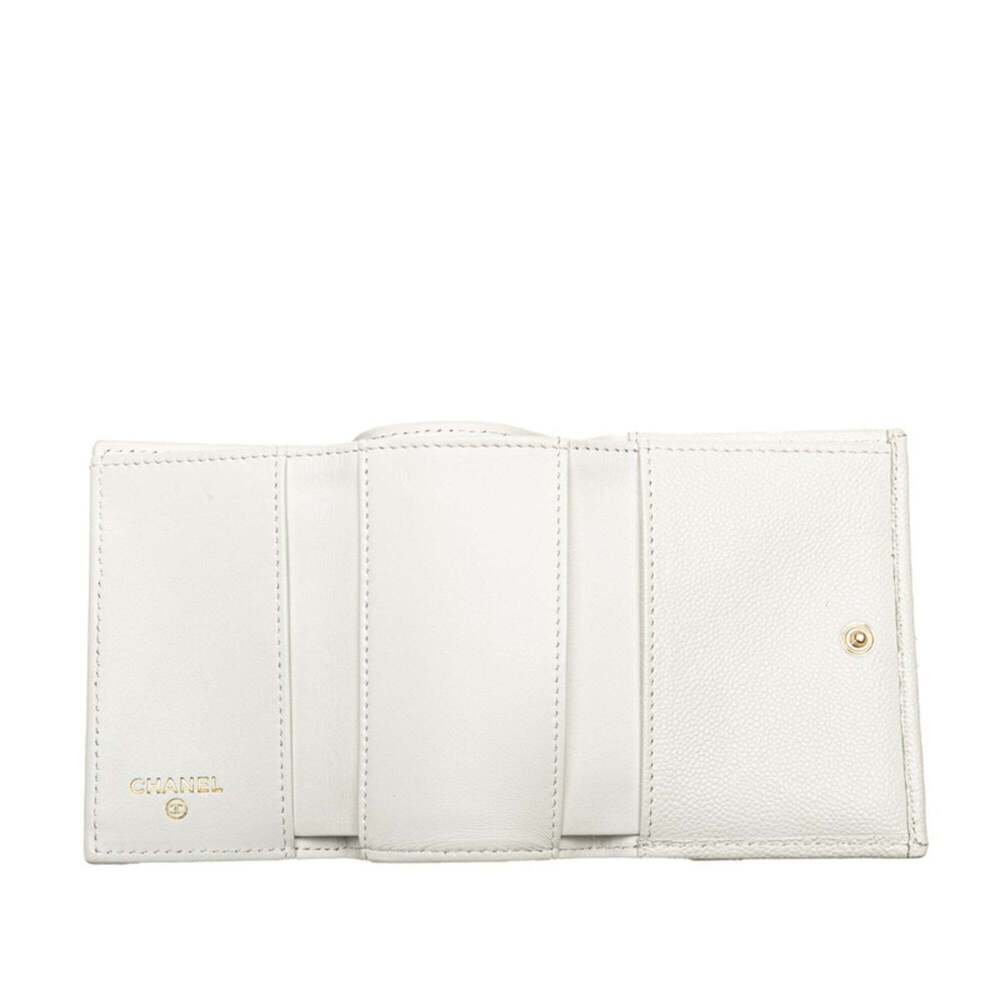 CHANEL Authentic White Caviar Leather Logo Wallet - Picture 9 of 13